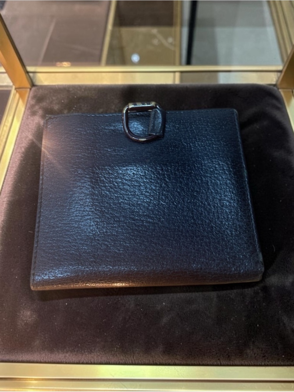 Vintage Gucci Black Grained Leather Bifold Horsebit Clasp Wallet